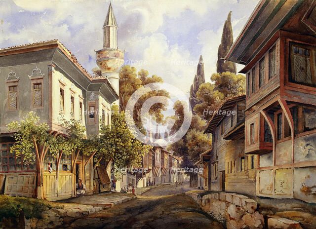 'A Street in Constantinople', 1835. Artist: Johann Jakob Wolfensberger