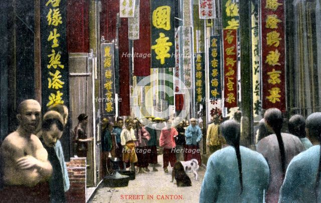 A street in Canton, China, c1900s. Artist: Unknown