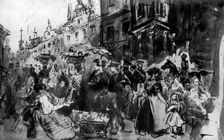 A Street in Alsace 19th century, (1930).Artist: Constantin Guys