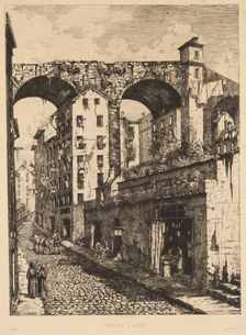 A Street in Genoa (Une rue à Gênes), 1878. Creator: Gabrielle-Marie Niel (French, 1840-1894); Printed by E. Delarue