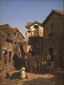 A Street in Gerano, 1857. Creator: Frederik Vermehren