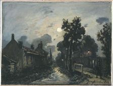 A street in Delft at night, 1868. Creator: Johan Barthold Jongkind