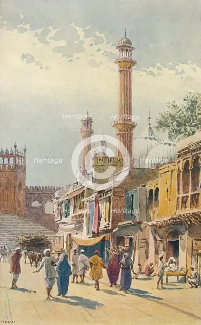 'A Street in Delhi - Looking Towards the Jumma Musjid', c1880 (1905). Creator: Alexander Henry Hallam Murray.