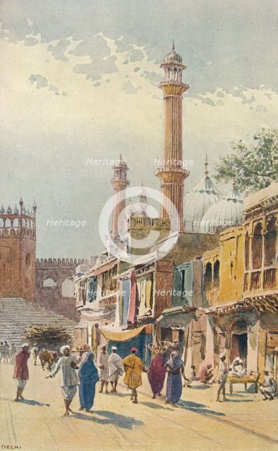 'A Street in Delhi - Looking Towards the Jumma Musjid', c1880 (1905). Creator: Alexander Henry Hallam Murray.