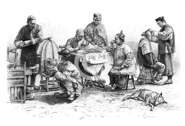 'A street in Kin-Kiang, types and costumes', c1890. Artist: Unknown