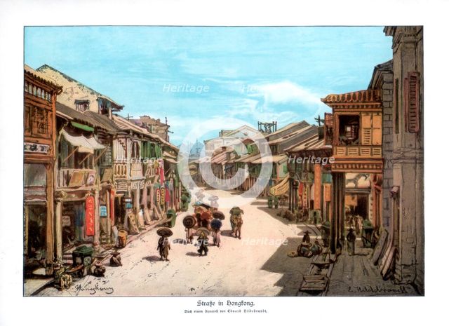 A street in Hong Kong, 1900. Artist: Unknown