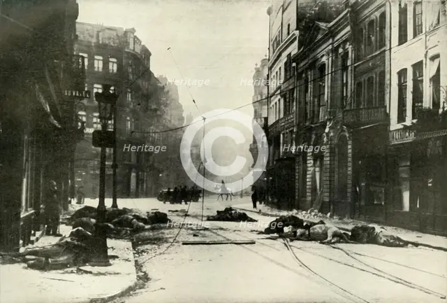 'A Street in Lille', (1919).  Creator: Unknown.