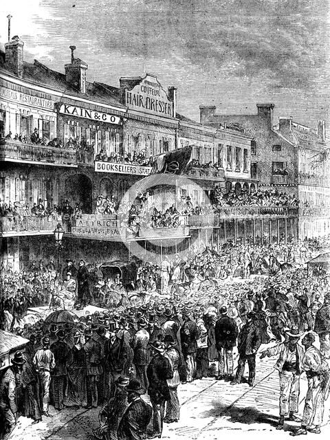 A street in New Orleans on election day, 1860 (c1880). Artist: Unknown