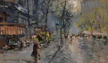 A Street in Paris, 1918. Artist: Korovin, Konstantin Alexeyevich (1861-1939)