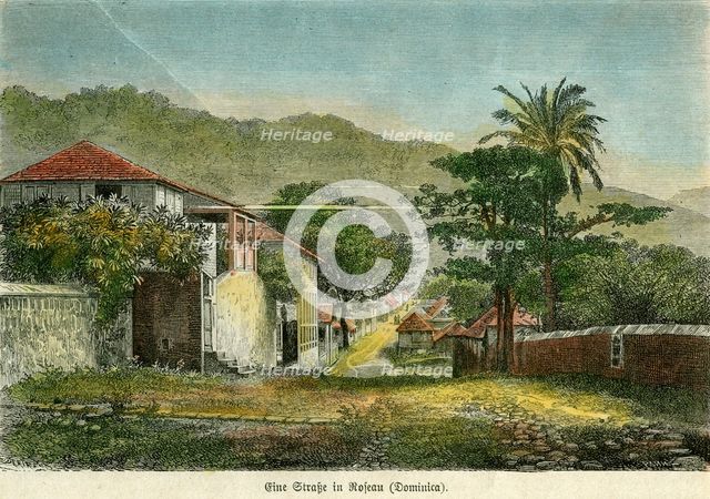 A street in Roseau, Dominica, c1880.Artist: Pann