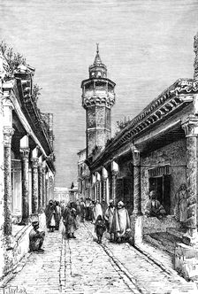 A street in the Suk district of Tunis, Tunisia, 1895