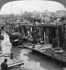 A street of flower boats Canton, China, 1900.Artist: Underwood & Underwood