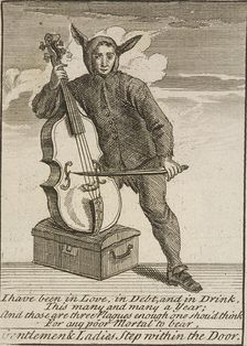 A street musician dressed in costume, Cries of London, (c1688?). Artist: Anon