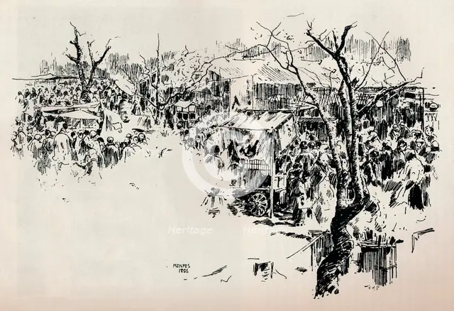 'A Street Scene at Asakusa', c1897. Artist: Mortimer L Menpes.