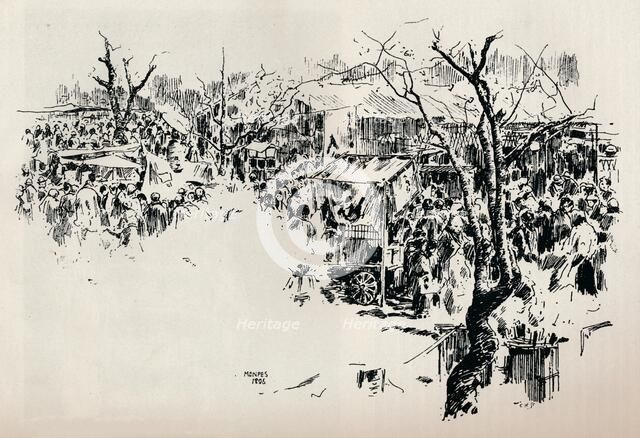 'A Street Scene at Asakusa', c1897. Artist: Mortimer L Menpes.