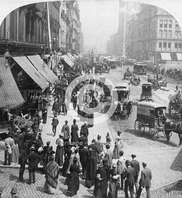 A street scene in Chicago, Illinois, USA, 1896.Artist: Underwood & Underwood