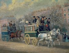 A Street Scene with Two Omnibuses 1845. Creator: James Pollard