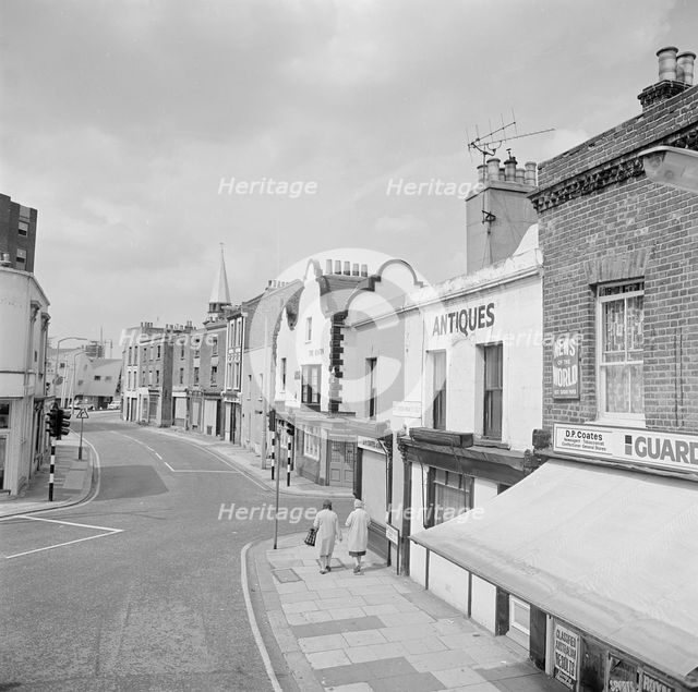 A street view looking from Battersea High Street towards Battersea Church Road, 1962-1964. Creator: John Gay.