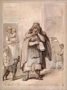 A streetseller on a street corner, London. Creator: Thomas Rowlandson