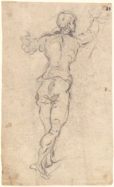 A Striding Youth with His Arms Raised, Seen from Behind, c. 1579. Creator: Jacopo Tintoretto