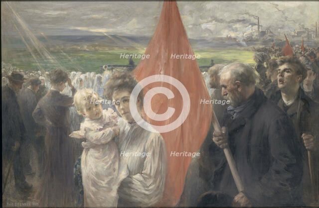 A Strike at Saint-Ouen, 1908. Creator: Delance, Paul-Louis (1848-1924).