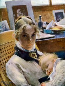 A Studio Idyll: the Artist's Wife and their Daughter Suzanne 1885 (1945). Artist: Carl Larsson