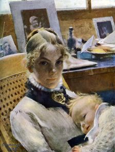 A Studio Idyll: the Artist's Wife and their Daughter Suzanne 1885 (1945). Artist: Carl Larsson
