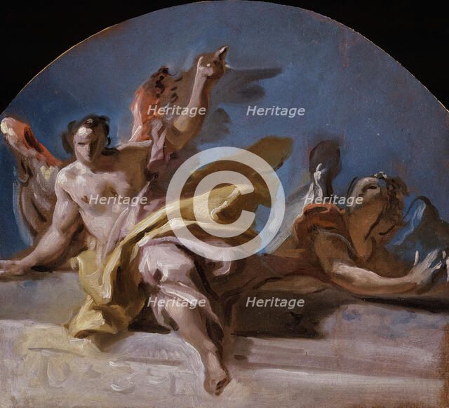 A Study for Two Angels on a Balustrade. Creator: Carlo Innocenzo Carlone.