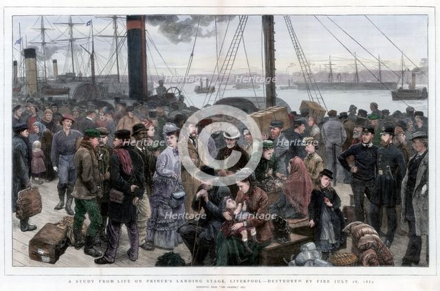 'A Study from Life on Prince's Landing Stage, Liverpool - Destroyed by Fire July 28, 1874'. Artist: Unknown