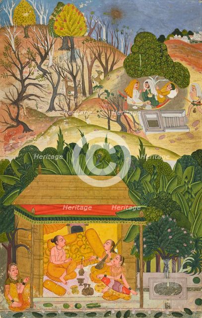A summer month, possibly Vaisakh, folio from a Barahmasa series, ca. 1750. Creator: Unknown.