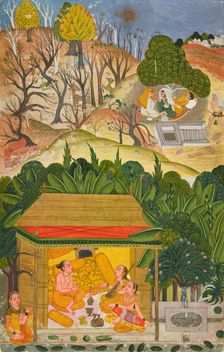 A summer month, possibly Vaisakh, folio from a Barahmasa series, ca. 1750. Creator: Unknown