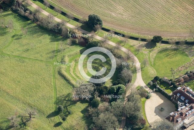 A sunken, octagonal reservoir, known as The Cockpit, at Halnaker House, West Sussex, 2018. Creator: Damian Grady.