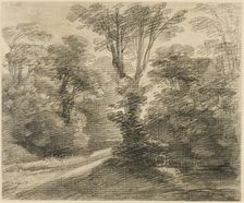 A Sunlit Path through a Wood, 1750/59. Creator: Thomas Gainsborough