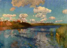 A Sunny Day by the Lake 1899-1900, (1965). Creator: Isaak Levitan
