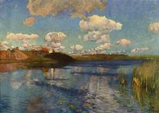 A Sunny Day by the Lake 1899-1900, (1965). Creator: Isaak Levitan