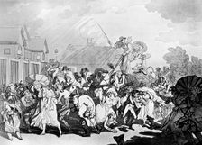 A Sudden Squall in Hyde Park c1791.Artist: Thomas Rowlandson
