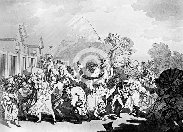 'A Sudden Squall in Hyde Park', c1791.Artist: Thomas Rowlandson