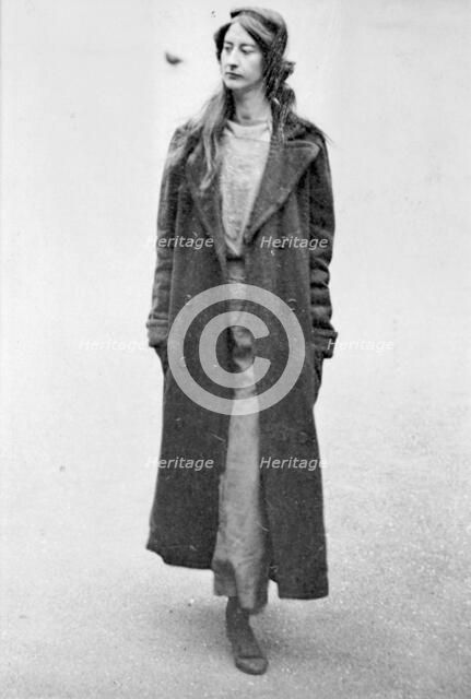 A suffragette exercising in the yard at Holloway Gaol, London, c1912. Artist: Unknown