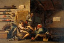 A surgeon operating on a man's foot, c1660s. Creator: Unknown