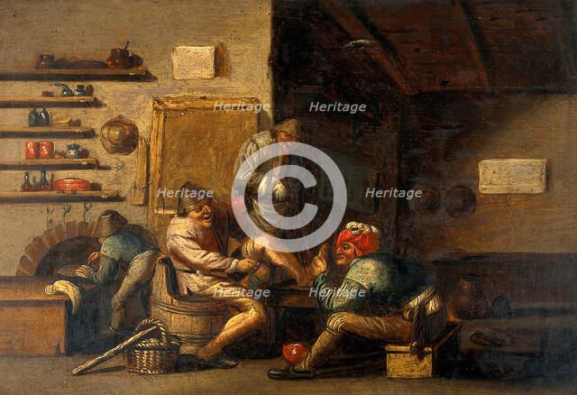 A surgeon operating on a man's foot, c1660s. Creator: Unknown.