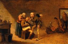 A surgeon attending to a man's head, c1630s. Creator: Pieter Jansz. Quast
