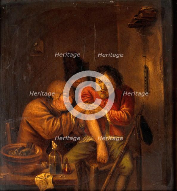 A surgeon attending to a man's arm, c1630s. Creator: Unknown.
