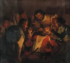 A surgeon extracting a tooth, c1640s. Creator: Unknown