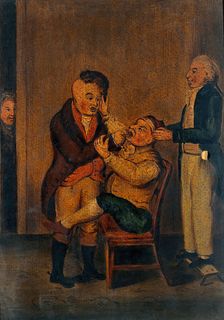 A surgeon extracting a tooth. Creator: Unknown