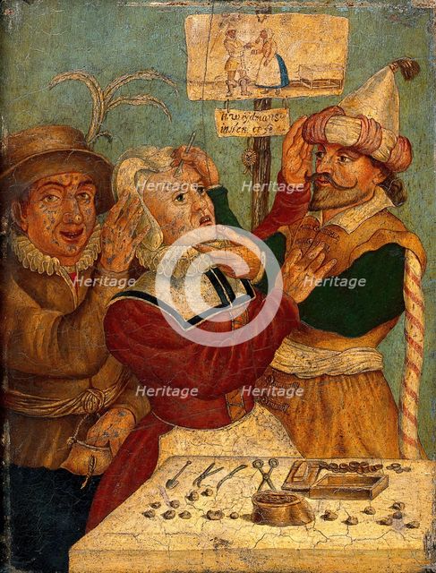 A surgeon extracting "pierres de tête", c1660s. Creator: Unknown.