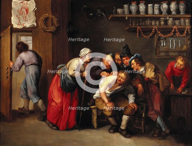 A surgeon removing a plaster from a man's back, with five people looking on, 1647/1667. Creator: Adriaen Rombouts.