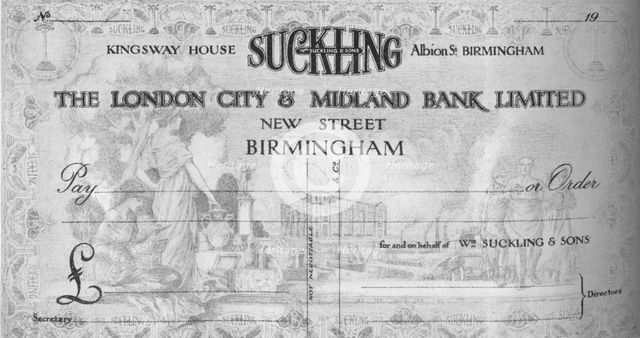 'A Symbolical Cheque Design', 1917. Artist: London City & Midland Bank.