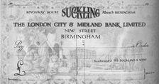 A Symbolical Cheque Design 1917. Artist: London City & Midland Bank