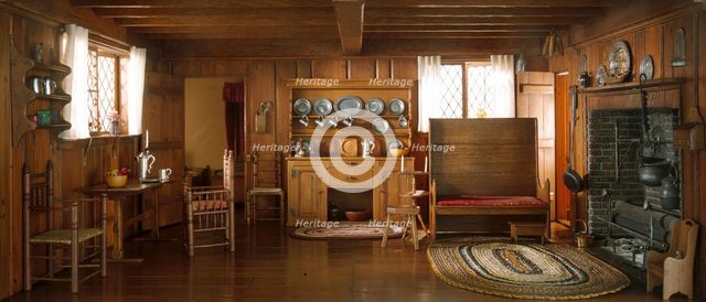 A1: Massachusetts Living Room and Kitchen, 1675-1700, United States, c. 1940. Creator: Narcissa Niblack Thorne.
