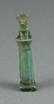 Amulet of a Cat Sitting on a Papyrus Column, Egypt, Third Intermediate Period, Dynasty 21-25... Creator: Unknown